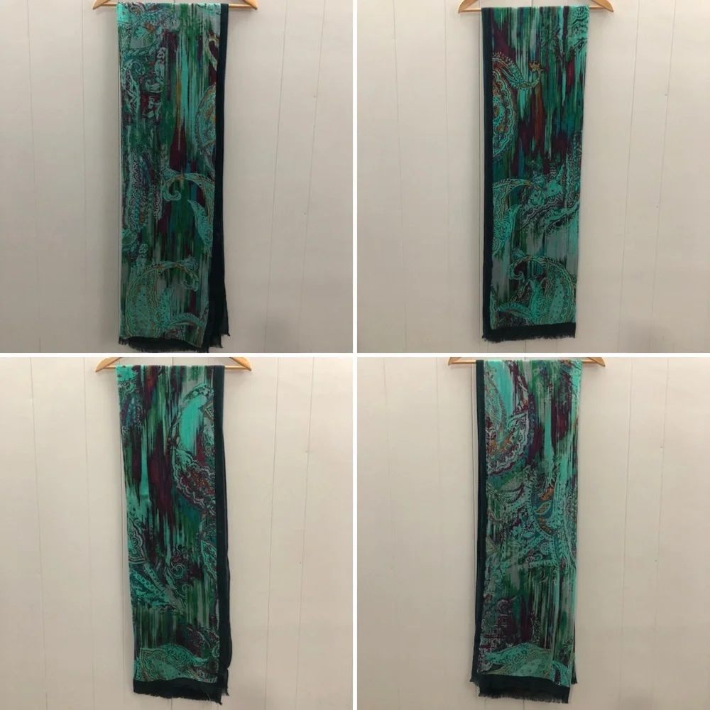 Lightweight Green Paisley Blanket Scarf/Wrap/Shawl - Picture 13 of 15